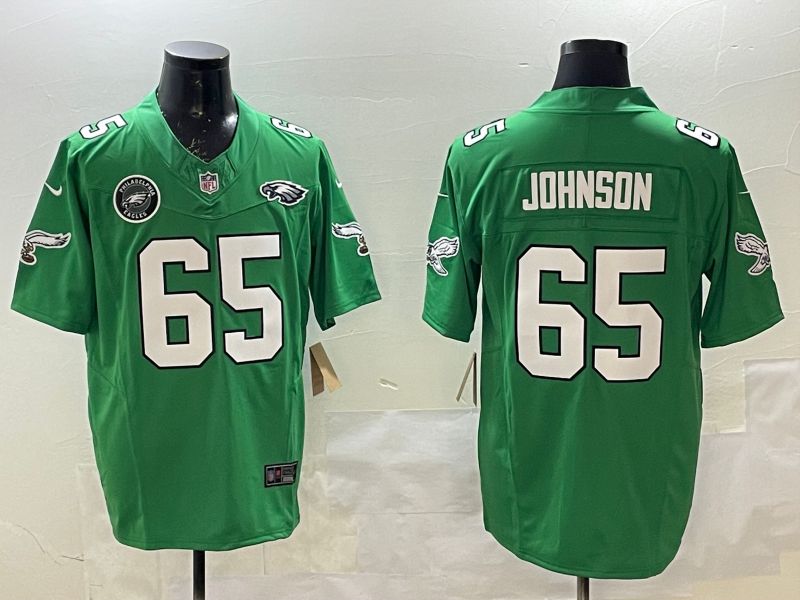 Men Philadelphia Eagles #65 Johnson Green Retro three generations 2025 Nike Limited NFL Jersey style 7